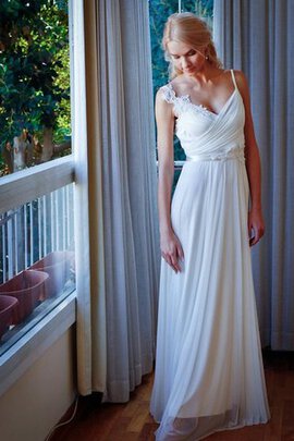 Robe de mariée facile appliques avec ruban ceinture jusqu'au sol