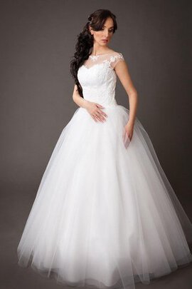 Robe de mariée discrete naturel de mode de bal avec manche courte en tulle