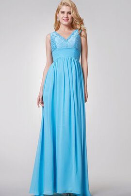 Robe demoiselle d'honneur romantique longue v encolure a-ligne fermeutre eclair