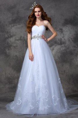 Robe de mariée longue de princesse a-ligne fermeutre eclair col en forme de cœur