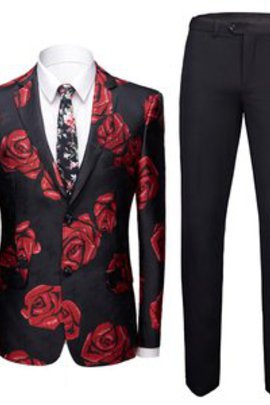 Noir hommes costume costumes décontracté affaires imprimé costumes blazers