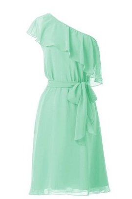 Robe demoiselle d'honneur bref naturel avec chiffon avec fronce manche nulle