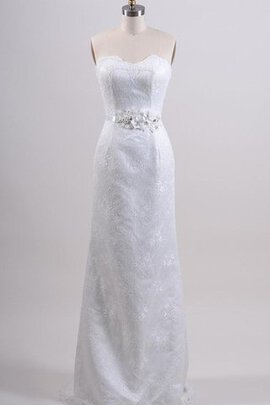 Robe de mariée plissé naturel col en forme de cœur cordon avec décoration dentelle