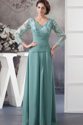 Robe de soirée longue avec chiffon appliques v encolure