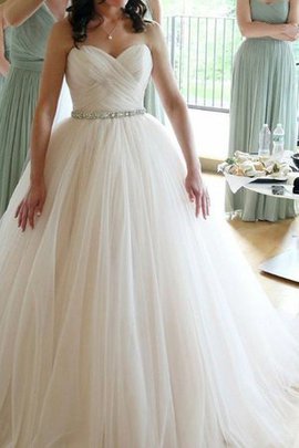 Robe de mariée joli de col en cœur manche nulle jusqu'au sol naturel