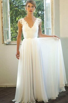 Robe de mariée plissage dos nu ruché v encolure ligne a