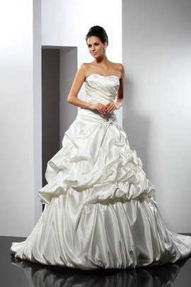 Robe de mariée longue col en forme de cœur cordon en satin manche nulle