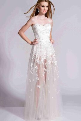 Robe de bal transparent en tulle avec lacets manche nulle avec fleurs