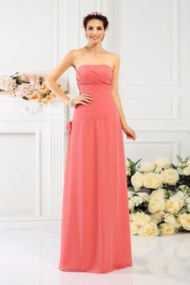 Robe demoiselle d'honneur longue en chiffon avec fleurs manche nulle avec zip