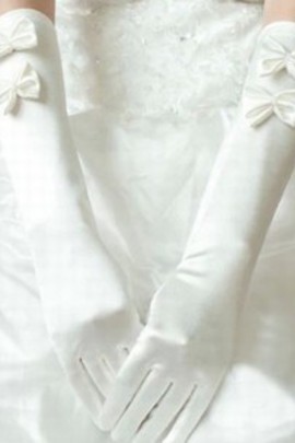 Satin avec bowknot ivoire élégantes | Gants de mariée modestes