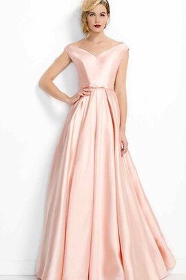 Robe de bal facile v encolure avec manche courte en satin epaule nue