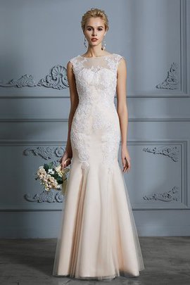 Robe de mariée col u profond en tulle de sirène avec sans manches éblouissant