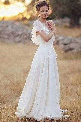 Robe de mariée de princesse noble avec manche courte longueur au ras du sol naturel