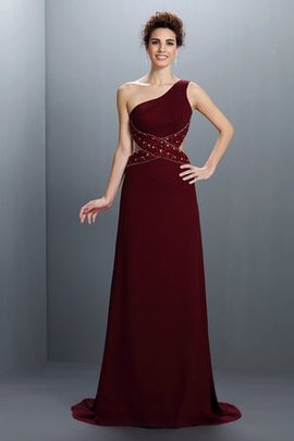 Robe de bal longue a-ligne manche nulle en chiffon d'épaule asymétrique