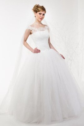 Robe de mariée naturel plissage de mode de bal en tulle fermeutre eclair