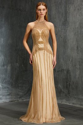 Robe de soirée naturel avec perle maillot fermeutre eclair manche nulle