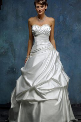 Robe de mariée en satin ample de mode de bal manche nulle longueur au ras du sol