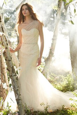 Robe de mariée de sirène broder en satin textile en tulle avec cristal