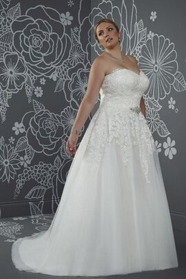 Robe de mariée naturel a-ligne avec sans manches decoration en fleur de traîne moyenne