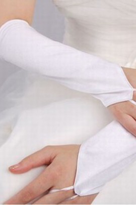 Simples gants de mariée en taffetas blanc Vintage