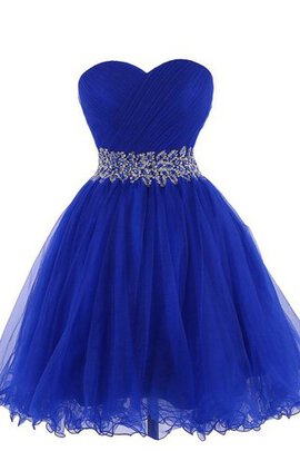 Robe fête de la rentrée distinguee en tulle a-ligne avec perle ruché