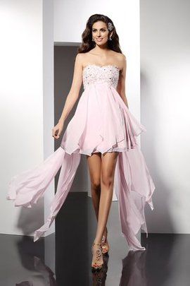 Robe de cocktail fermeutre eclair avec chiffon manche nulle asymétrique haut bas