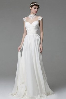 Robe de mariée naturel humble de traîne courte avec manche épeules enveloppants noeud