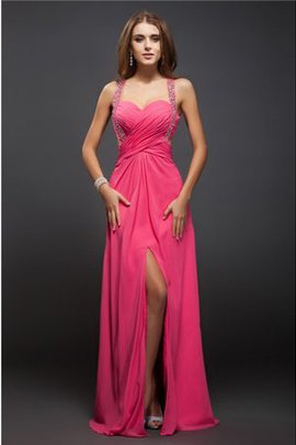 Robe de bal longue de lotus en chiffon bandouliere spaghetti en forme