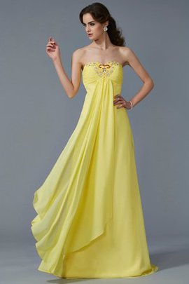 Robe de bal naturel de princesse a-ligne avec perle en chiffon