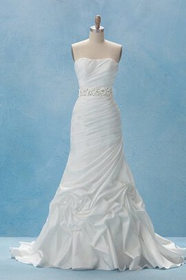 Robe de mariée naturel avec perle de bustier manche nulle a-ligne