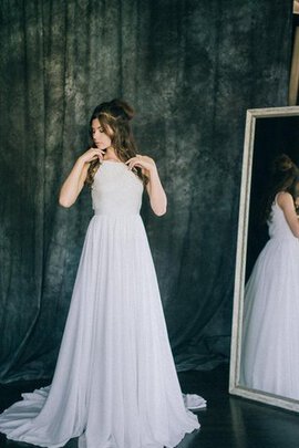 Robe de mariée facile luxueux de traîne courte col en bateau fermeutre eclair