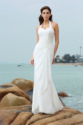 Robe de mariée longue de fourreau de dos nu manche nulle en chiffon