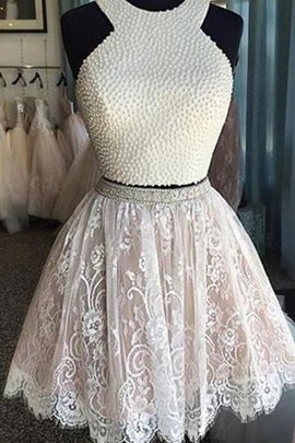 Robe de graduation naturel manche nulle avec perles 2 pice de princesse