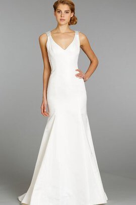 Robe de mariée v encolure manche nulle avec mousseline textile taffetas de sirène