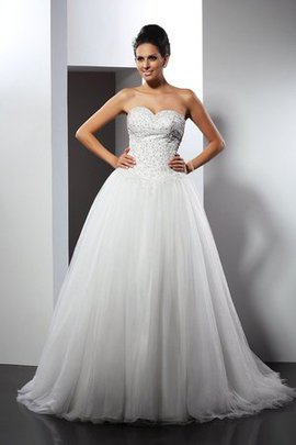 Robe de mariée longue ligne a appliques de princesse de traîne mi-longue