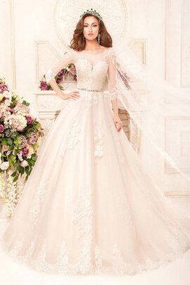 Robe de mariée longue en tulle a-ligne de mode de bal decoration en fleur