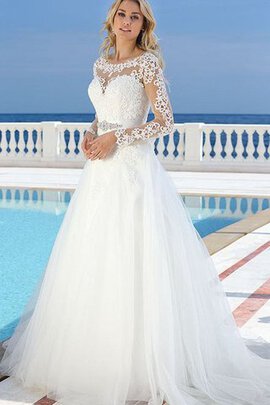 Robe de mariée romantique delicat avec perle de traîne courte ceinture