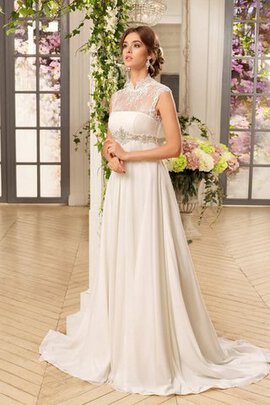 Robe de mariée longue plissé avec bouton avec manche épeules enveloppants avec chiffon