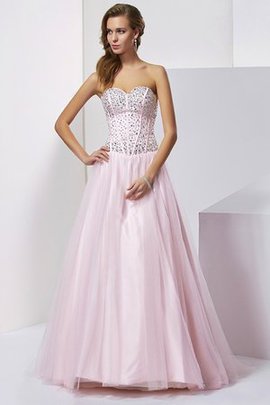 Robe de quinceanera longue avec perle de mode de bal col en forme de cœur en satin