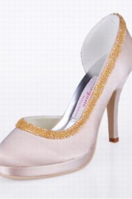 À talons hauts en satin chaussures de mariée racine ronde