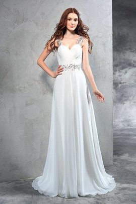 Robe de mariée longue avec chiffon de traîne courte manche nulle ligne a