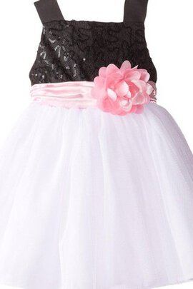 Robe cortège fille courte a-ligne de tour de ceinture empire avec fleurs fermeutre eclair