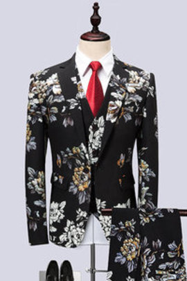 De haute qualité marié costume de smoking mâle costumes fleur imprimé