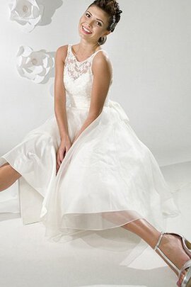 Robe de mariée ceinture en dentelle longueur mollet en satin en organza