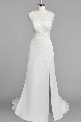 Robe de mariée luxueux festonné avec décoration dentelle jusqu'au sol en plage