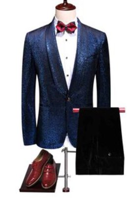 Grande taille décontracté mariage bleu slim fit flanelle costumes de mariage hommes