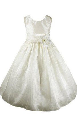 Robe cortège fille a-ligne col u profond avec fleurs manche nulle