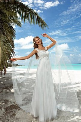 Robe de mariée avec lacets avec décoration dentelle avec perle au bord de la mer ligne a