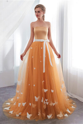 Robe de bal absorbant en tulle cordon avec sans manches de traîne courte