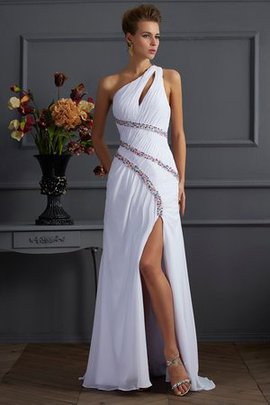 Robe de bal longue avec sans manches avec chiffon avec perle gaine